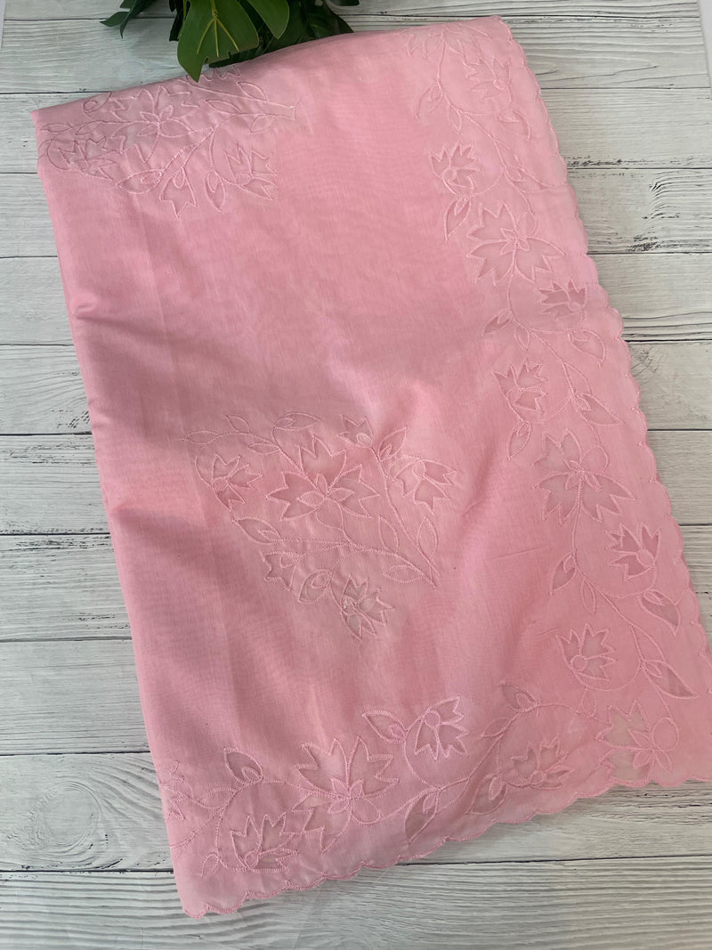 Mul chanderi saree with applique borders MSH112 Pink