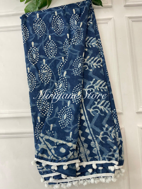 Indigo pure cotton saree SBHB8