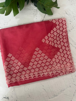 Soft Organza saree with embroidery and sequins borders - MCK286 CrimsonPink