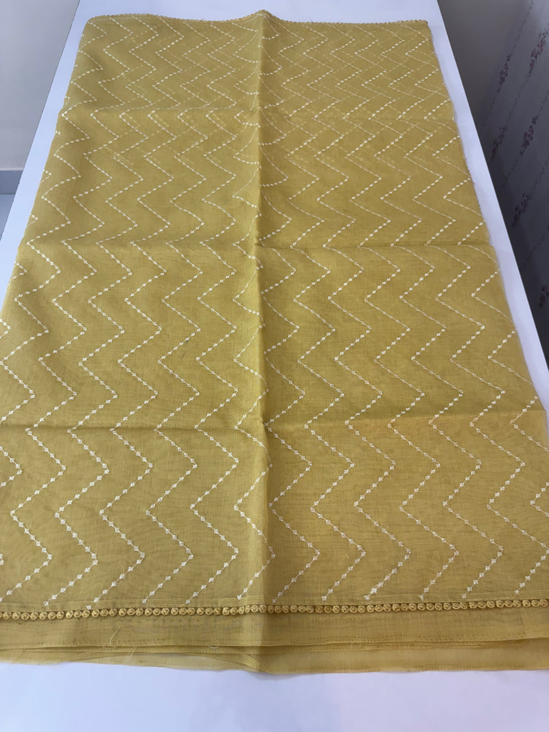 Soft Chanderi silk saree with embriodery FBLK164 YELLOW