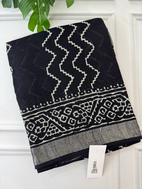 Semi linen saree MLS865 Black