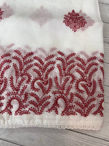 Soft kota checks saree with embroidery - SVTS38 white & red