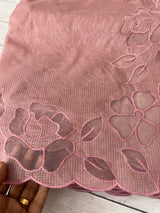 Moonga checks saree with Applique work borders  MSH149 (2)- Dusky Peach