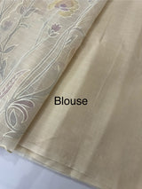 Soft Moonga checks saree with prints and embroidery MSH154 - Beige