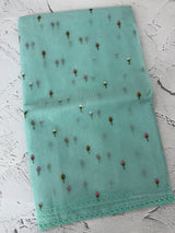 Kota checks saree with embroidery MS7679 (1)GreenishBlue