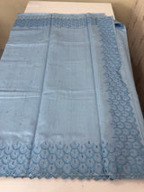 Crushed Matka Blended Tussar silk saree with cutwork borders MS4890 PowderBlue