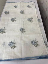 Lightweight Supernet saree with cross stitch embroidery MS142