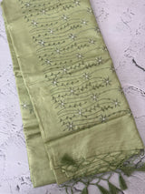 Butter silk saree with embroidery MTS569