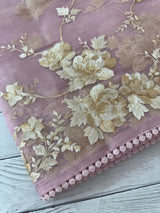 Tissue Organza saree with thread work  MS14931 PastelPink