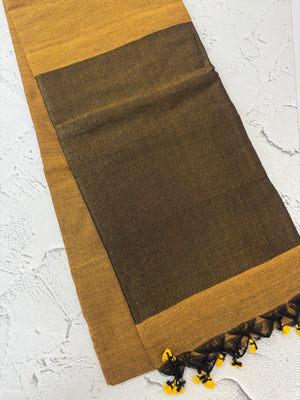 Plain Khadi cotton saree MS33455 DustyYellow
