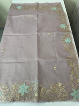 Shimmer crush Organza saree with zari and zardosi work - MS15027