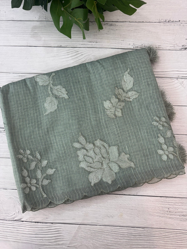 Silky kota embroidery saree  MSK890 JadeGreen