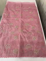 Glassy tissue organza saree with embroidery FKSF788 PastelPink