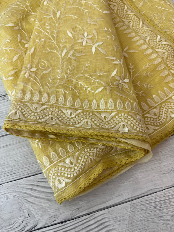 Netkota saree with chikankari embriodery work saree  MS11979 Yellow