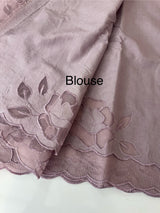 Moonga checks saree with Applique work borders  MSH149 (2)- Dusky Lavender