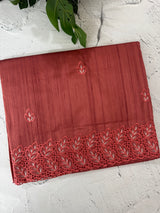 Semi tussar saree with cutwork MSHK566 DarkPeach