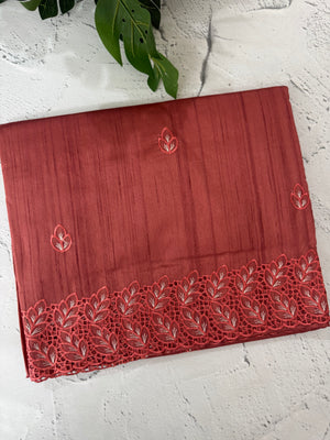 Semi tussar saree with cutwork MSHK566 DarkPeach