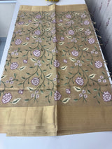 Tissue Silk Saree with Cross Stitch Embroidery MS8933