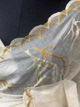 Mul chanderi embriodery saree with scalloped borders MCBS654