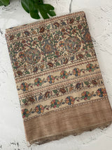 Madhubani Printed Semi tussar silk saree with Kanta work MBT6877 (4)