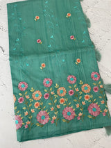 Art tussar saree with embroidery MST677