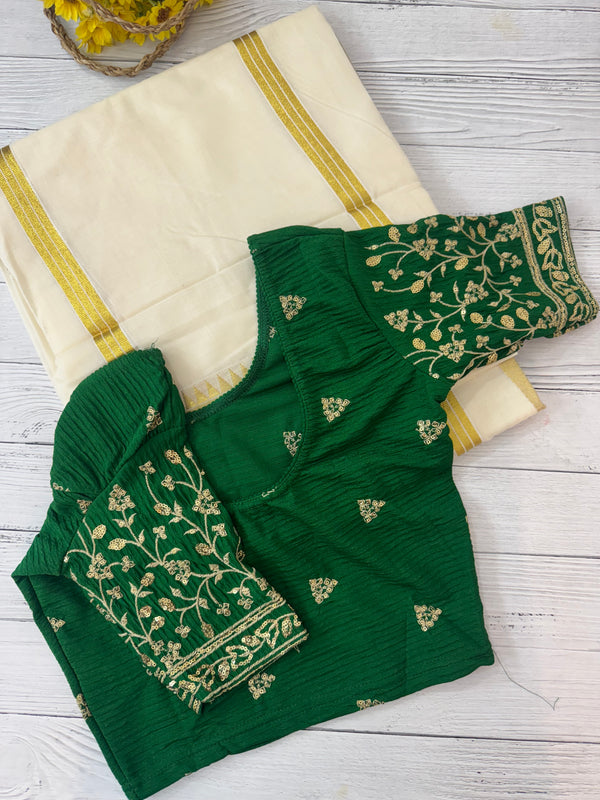 Stretchable Readymade blouse with sequence work- MSBL