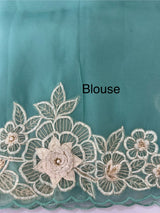 Georgette - Organza saree with applique work MS16057