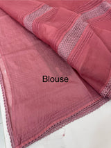 Supernet saree with crochet work and lace border MCJ5433 DarkPeach