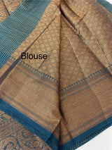 Semi silk saree with checks zari weaving MS81543- PeacockBlue