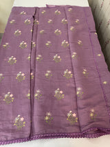 Blended Malai chanderi saree with embroidery MS5568 Lavender