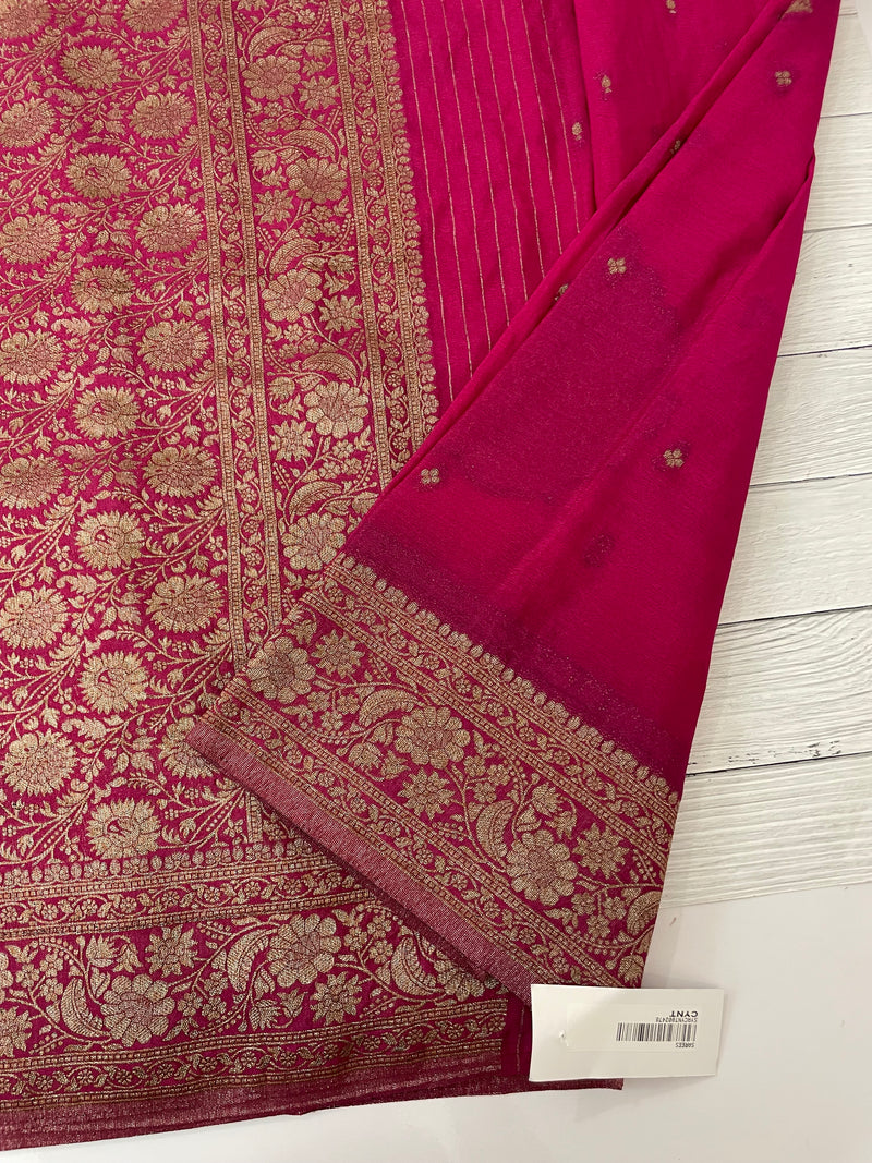 Semi banarasi Crepe Chiffon saree - MS1499 RANIPINK
