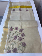 Kerala tissue saree with kanta embriodery