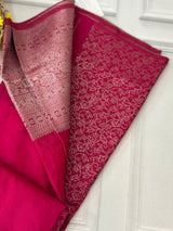 Crepe chiffon saree with brocade blouse - MS1134 RaniPink