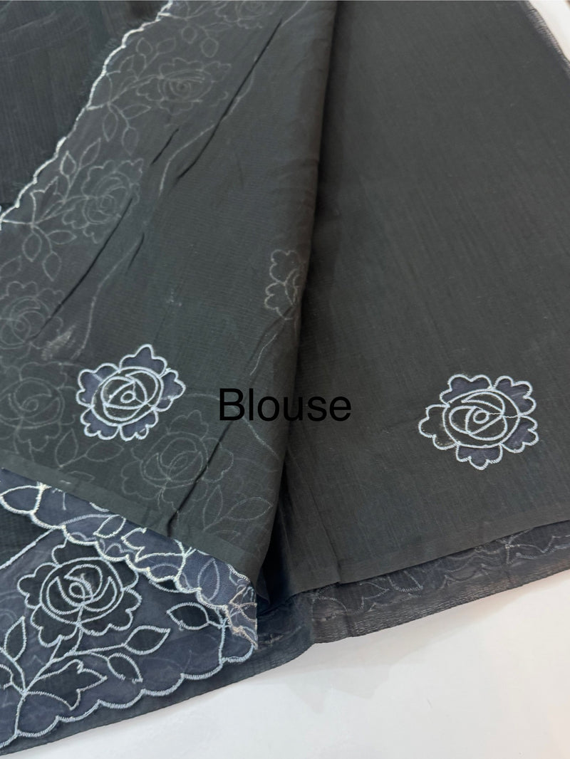 NetKota Applique work saree  MSH110- Black
