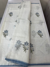 Lightweight Supernet saree with cross stitch embroidery MS142 - White to Blue