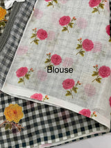 Digital printed semi Linen Saree MLS615