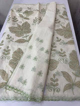 Mul chanderi tissue applique work saree MSH177