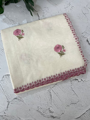 Mul chanderi embriodery saree with scalloped borders MSH290