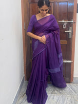 Supernet saree with crochet work and lace border MCJ5433 (V shape Crochet)
