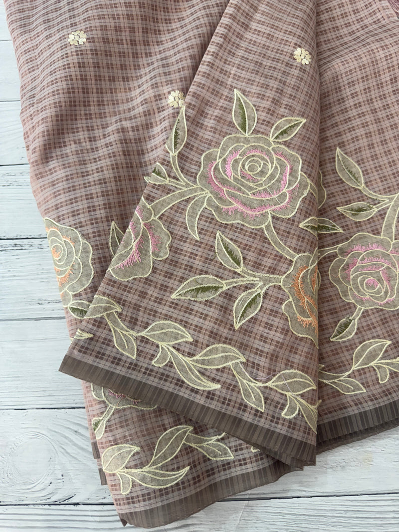 Applique and embroidery work 
 Kota Silk saree MSH118- DuskyPink