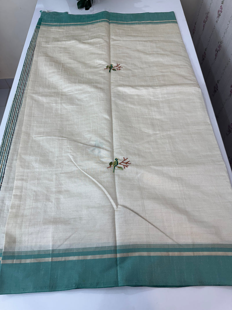 Blended tussar silk saree with hand embroidery MS40488