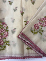 Viscose organza saree with cross stitch embroidery MS5089- DuskyOnion