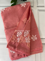 Soft kota checks saree with embroidery MSKC347 Peach