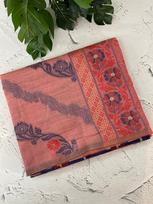 Jamdani silk Cotton Saree with thread work  MSJ790