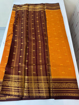Soft crepe silk saree with zari weaving MSH1973- Orange to Brown