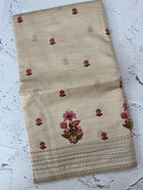 Blended semi tussar silk saree with embroidery MSJ677(3)- Cream