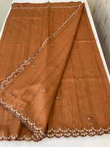 Cutwork Semi tussar saree MTSS680 DustyOrange