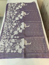 Crush Organza Applique work saree MS14997- DuskyLavender