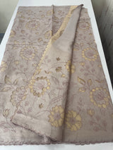 Soft Pashmina saree with organza Applique work MSH253
