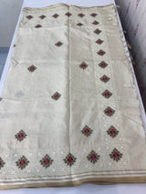 Blended soft tussar silk saree MS90543- Cream